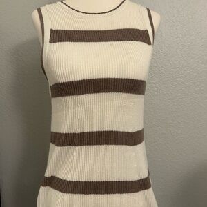 Splendid Cream and Brown Striped Tank Top